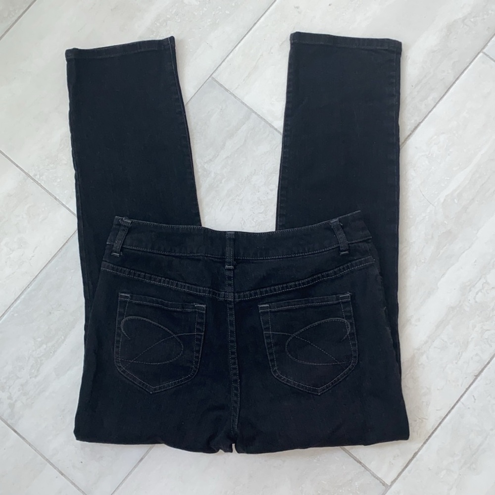 Chico’s Platinum Black Denim 5 Pocket Mid-Rise Straight Leg Jeans Chico Sz .5=6 - Picture 5 of 9